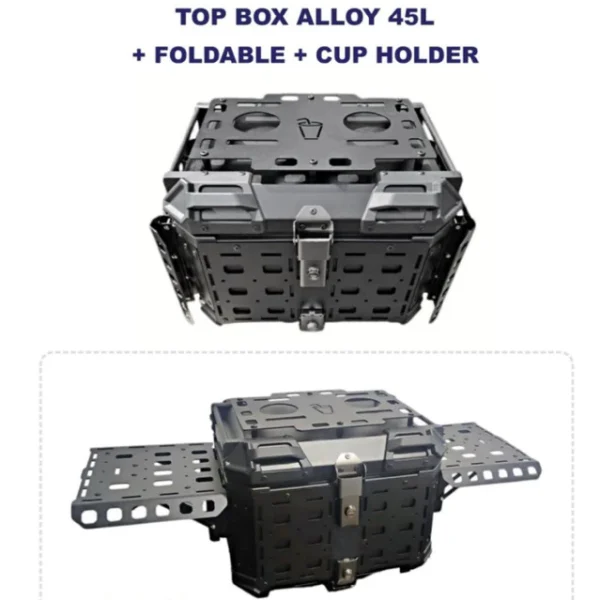 CNC Alloy Camper Foldable Top Box Storage 45 Liter Multi Functional Carrier Box Flying Top Box 45L Top Case